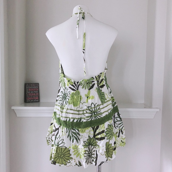 🚫Mileage Floral Tiered Top Tie Back Green White Plus Size 1X, New w/Tag - Picture 10 of 11